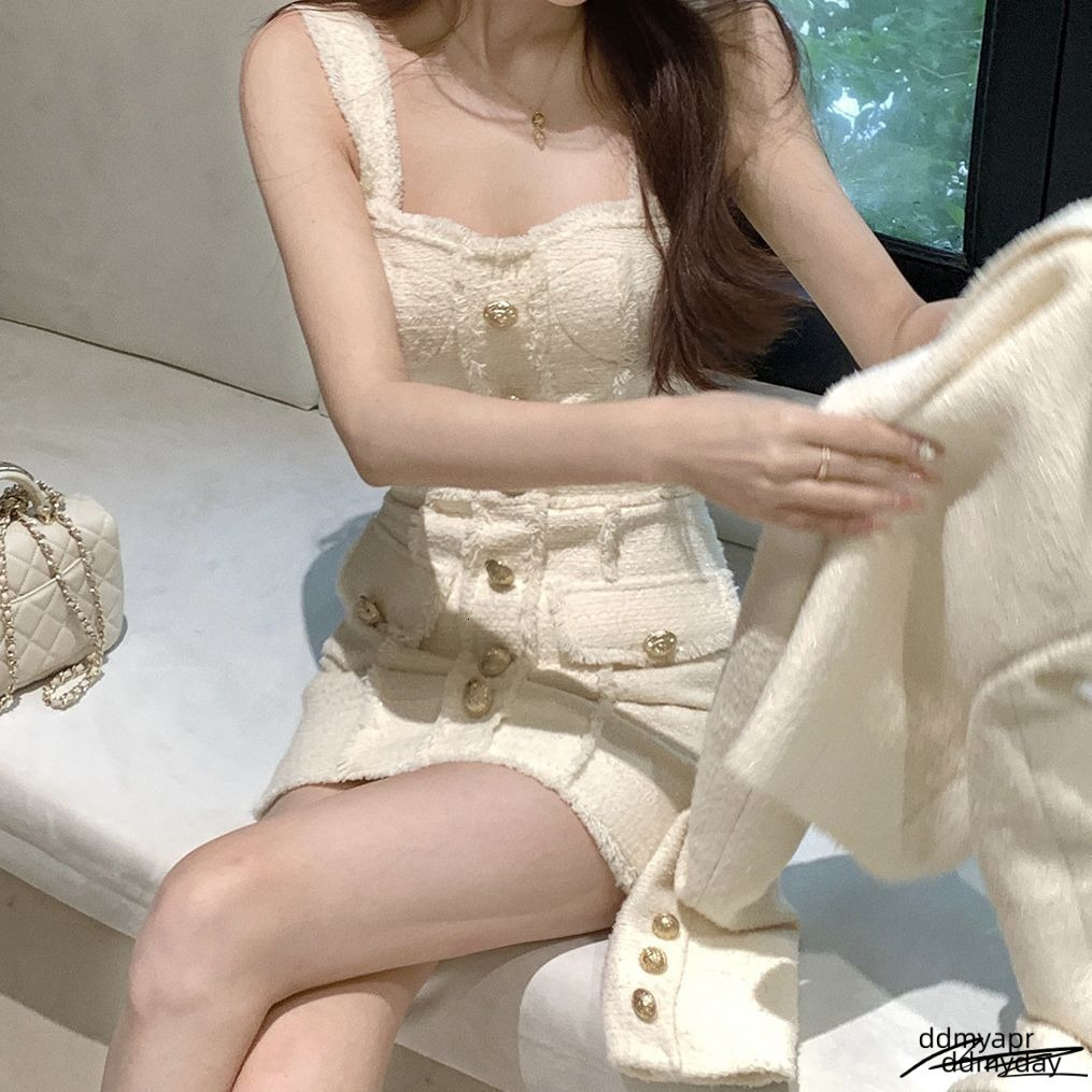 Korean Style Elegant Retro Twopiece Set Womens Sweet Wool Short Jacket With Tassel N Mini Dress Fashion 250314 Ddmyday