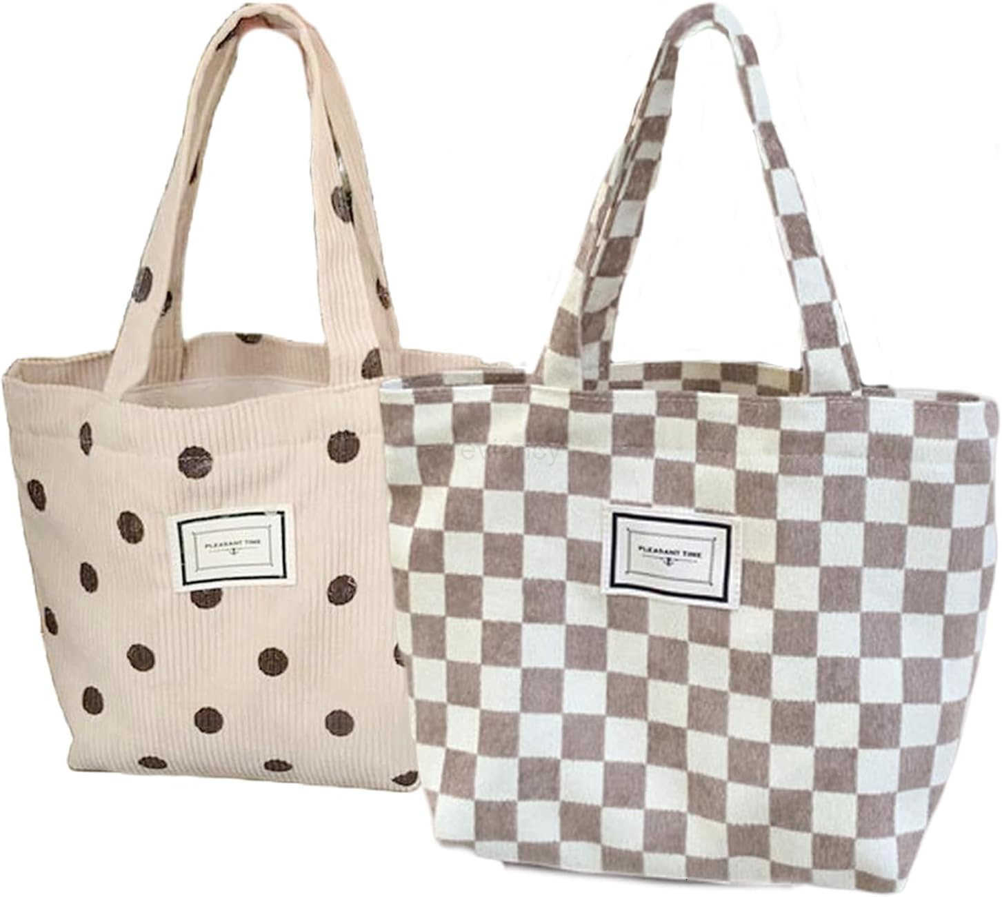 2 Pcs Corduroy Small Tote Bag for Women Cute Mini Tote Bag Preppy Aesthetic Reusable Bags for Grocery Essentials Water Bottle Keys Book BibleW250904
