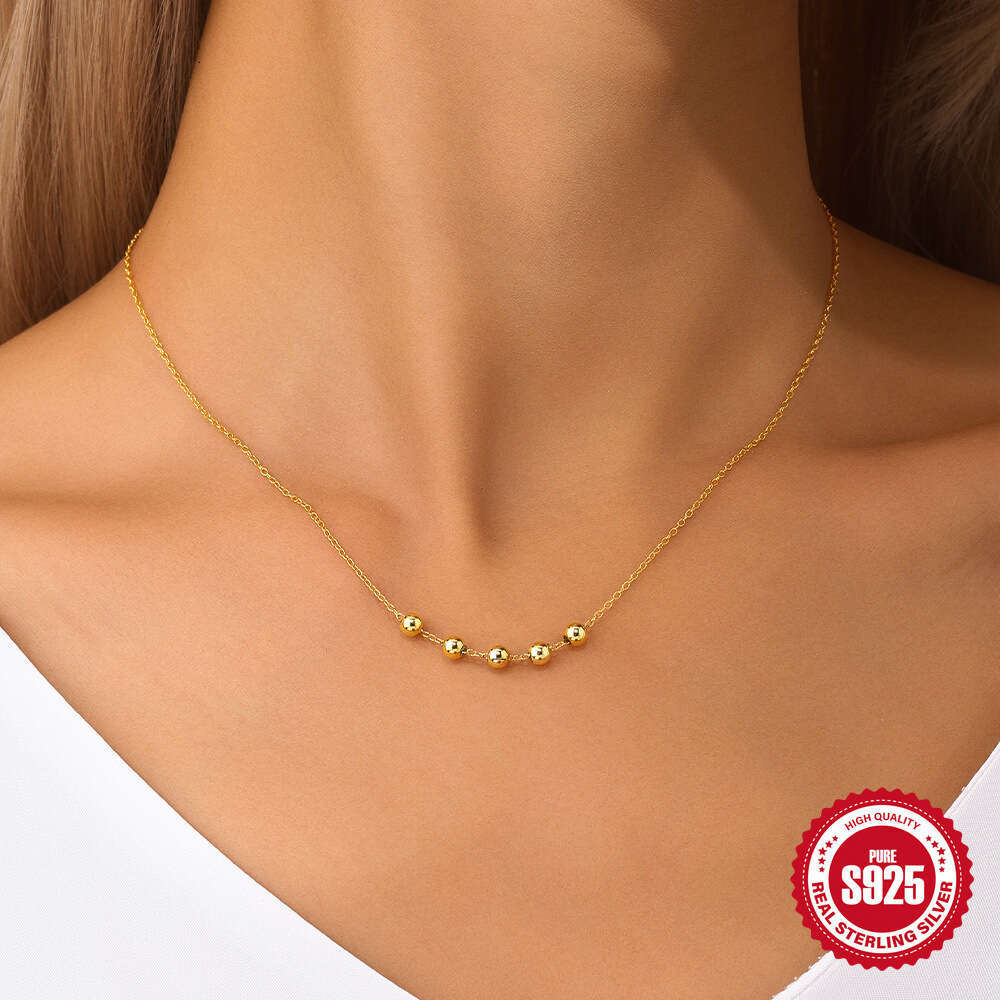 New s Pure Korean Version Niche Design High-end Feel Sliding Sier Bead Necklace for Women Versatile Elegant Collarbone Chain