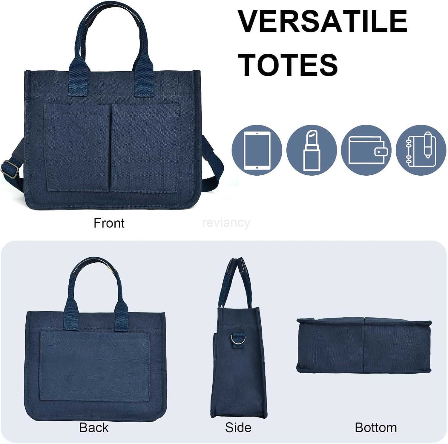 Tote Bag for Women with Multi PocketsTrendy Shoulder Handbag with Compartments for ShoppingWorkBeachW250904