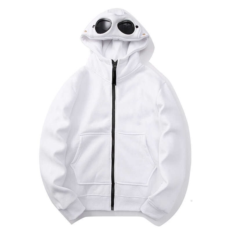 Autumn Winter Casual Cotton Cardigan Hooded Sweatshirt Unisex Couple Style Round Mirror Design Jacket
