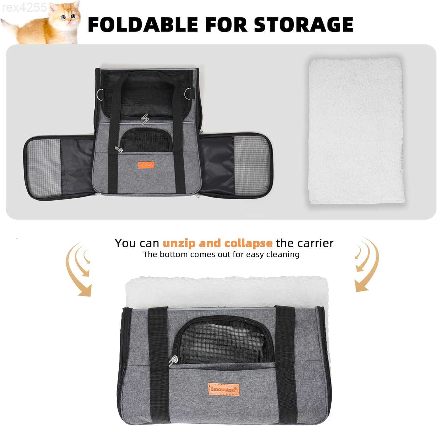 Cat Carrier Dog Carrier Cat Bag Carrier Cat Travel Carrier SoftSided and ScratchProof mesh Cat Bag Pet Carriers Travel Puppy Carry Pet Home GreyW25090