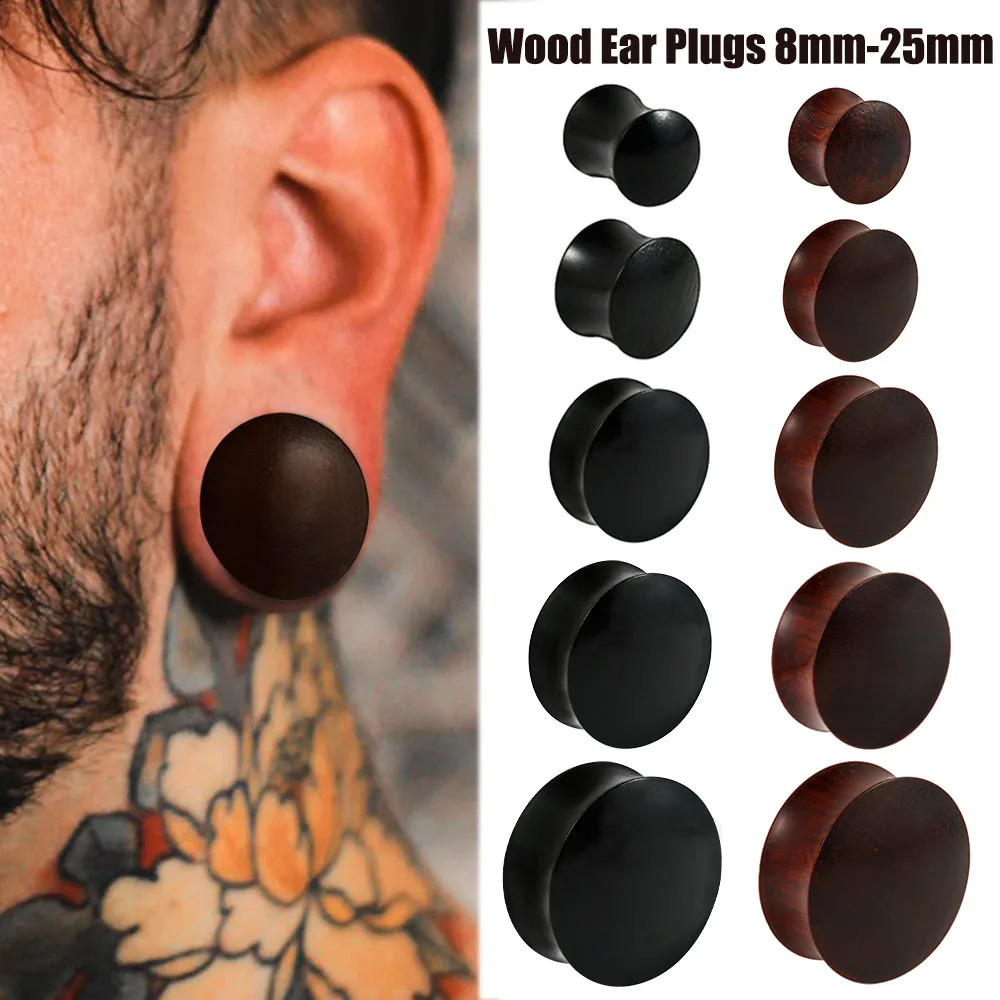 1PAIR Wood Ear Double Flared Plugs Tunnel Plug Flesh Expander Gauge Stretchers Earrings Man Body Piercing Jewelry 8mm25mm 250903