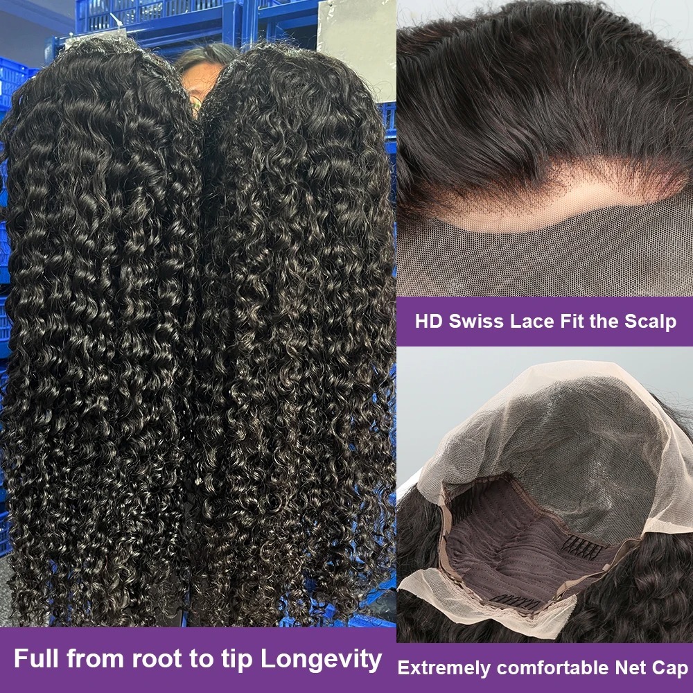 Black Wig Culry Human Hair Wig 13x4 HD Transparent Lace Front Wig Deep Wave Frontal Wig Pelucas De Mujer Glueless Wig Ready To Wear On Clearance Sale