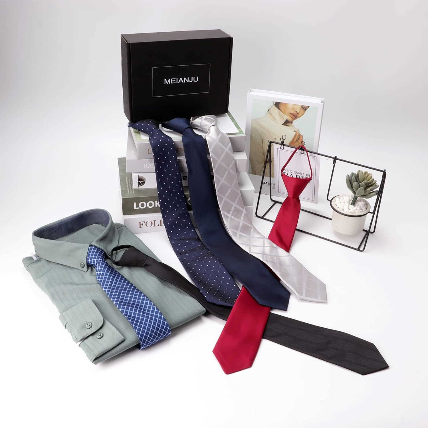 Mens Ties Mens Zipper Ties Neckties for Men Silky Zip Up Ties Mens Pretied Ties SetW250904