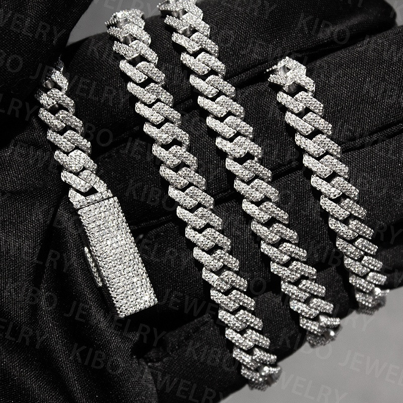 Pass Diamond Tester Iced Out VVS Cuban Chain 6mm 8mm 925 Moissanite Cuban Chain Necklace