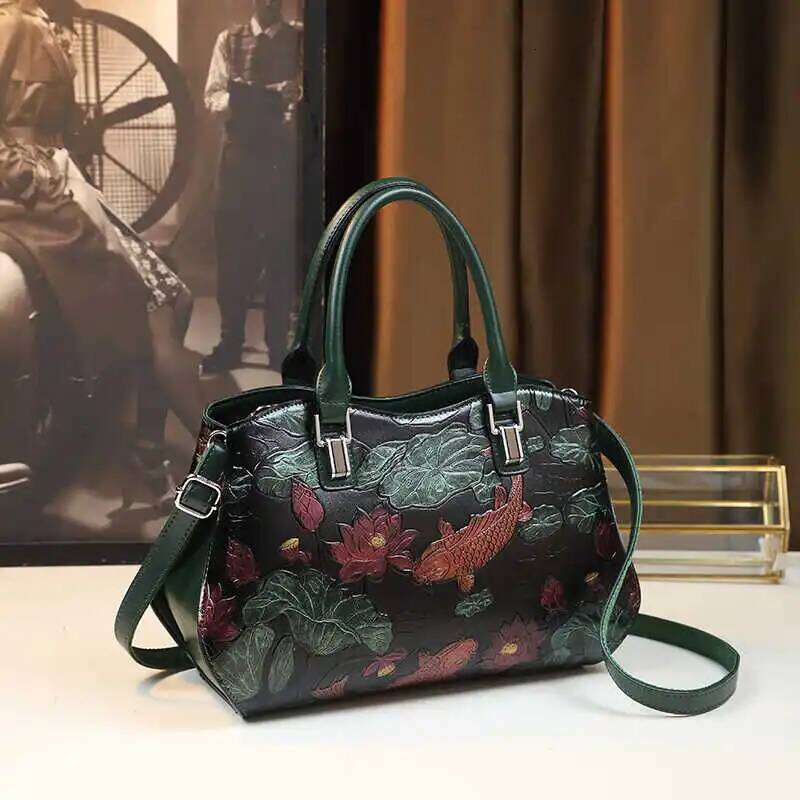 Ele Large Capaci Crossbody Bag For Middle-Aged Women Faionable Floral Single Oulder Handbag Sli Briti Sle