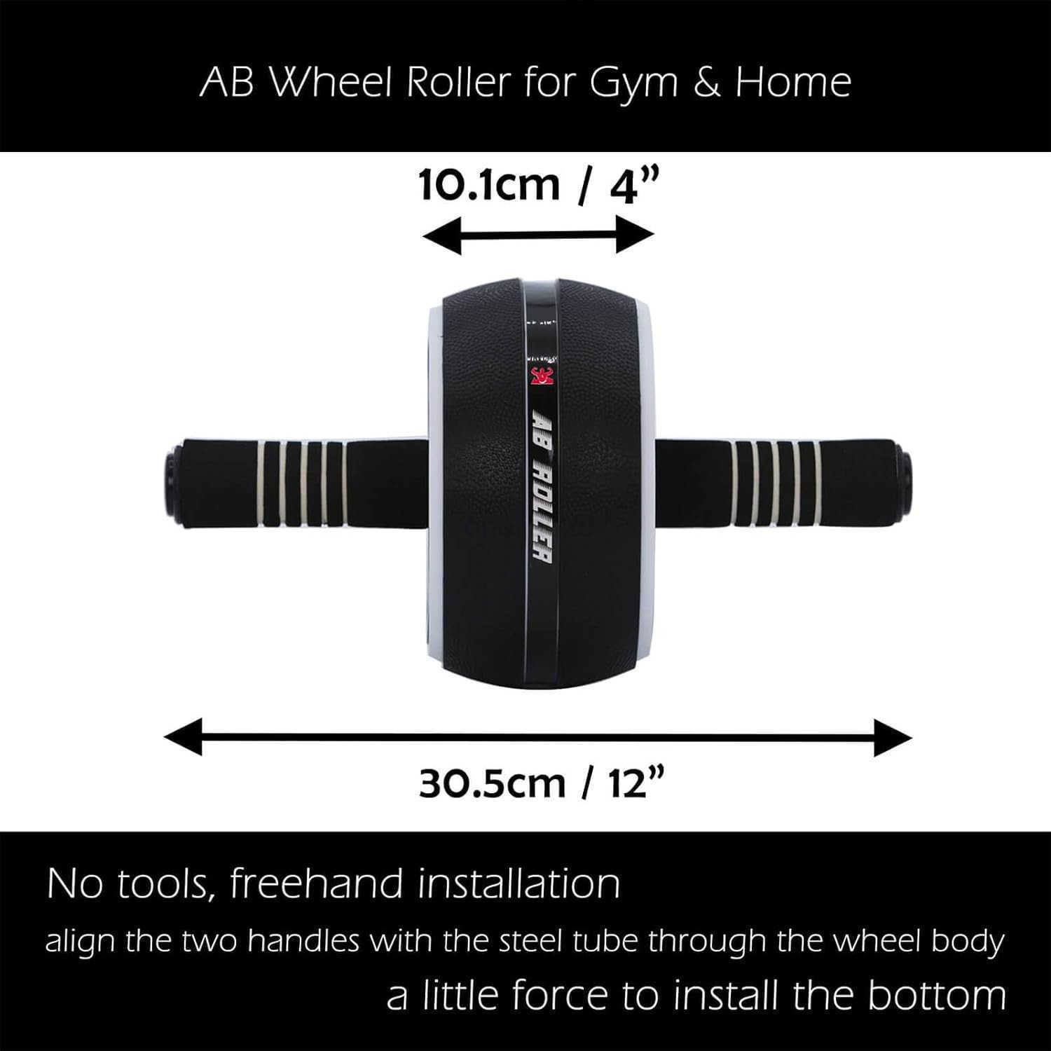 AB Wheel Roller Exercise Abdominal Wheel Fitness for Gym Home Workout StrengthTraining Equipment with Knee Pad W250904