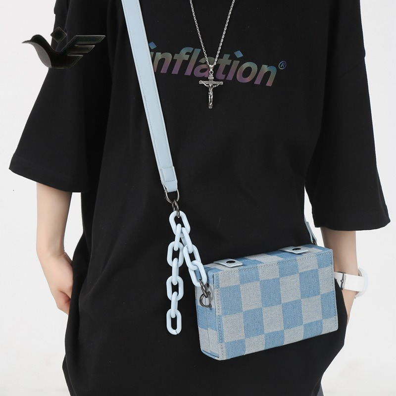 Feiyan Free Shipping New Designer Bag Luxury Shopping Bag Denim Chain Small Square Bag Trendy Brand Casual Versatile Box Bag Canvas Single Shoulder Ba