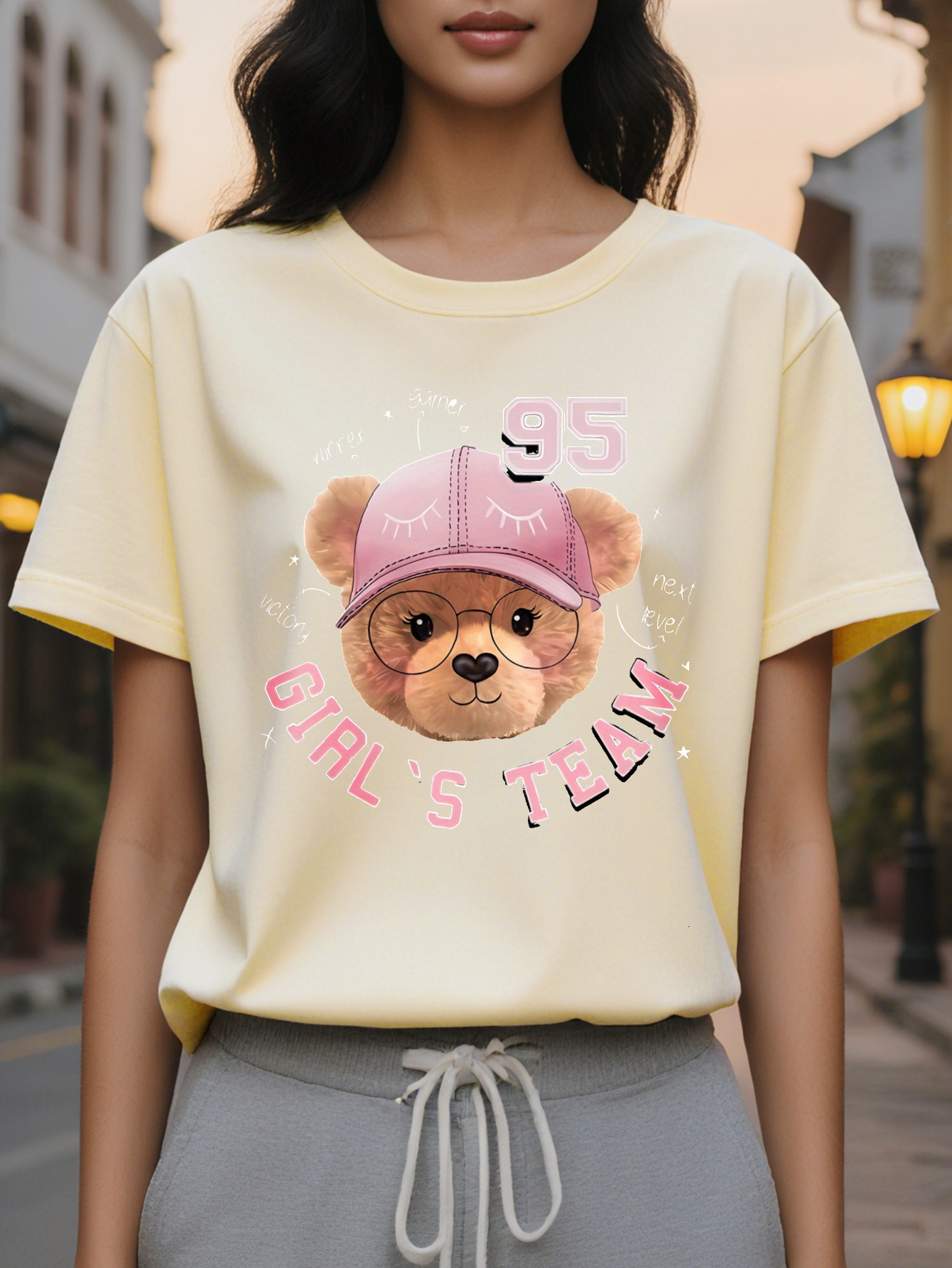 Ladies Sleeveless Vest Cute Bear Pattern With Hat Design The Word S Team Black And Pink Casual Summer Soft