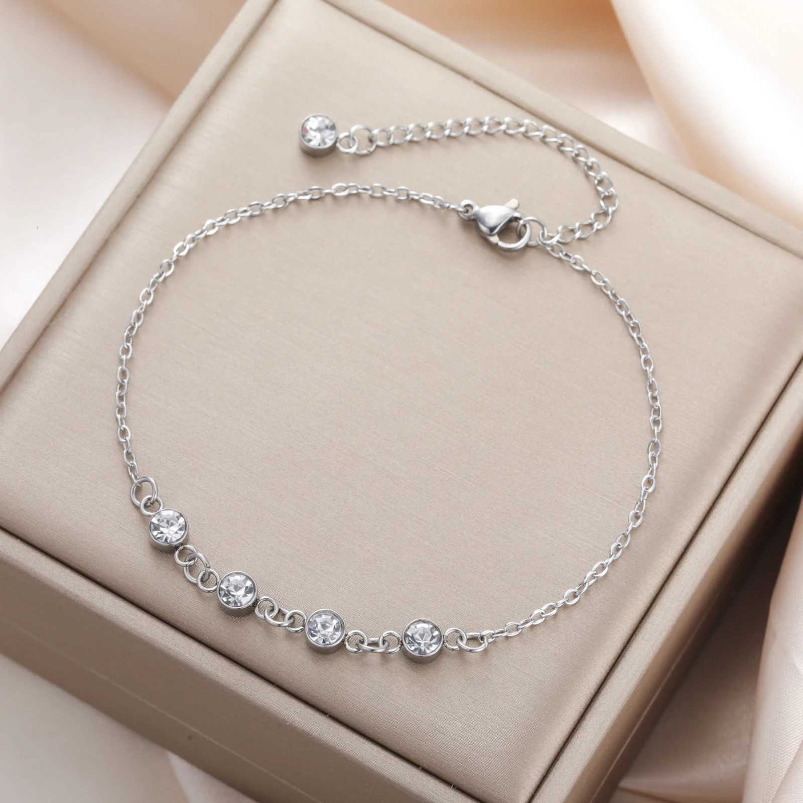 Cazador Gold Color Clear Zircon Charm Bracelet Stainless Steel Trendy Hand Bracelet for Women Jewelry Birthday Part Wedding Gift W250904