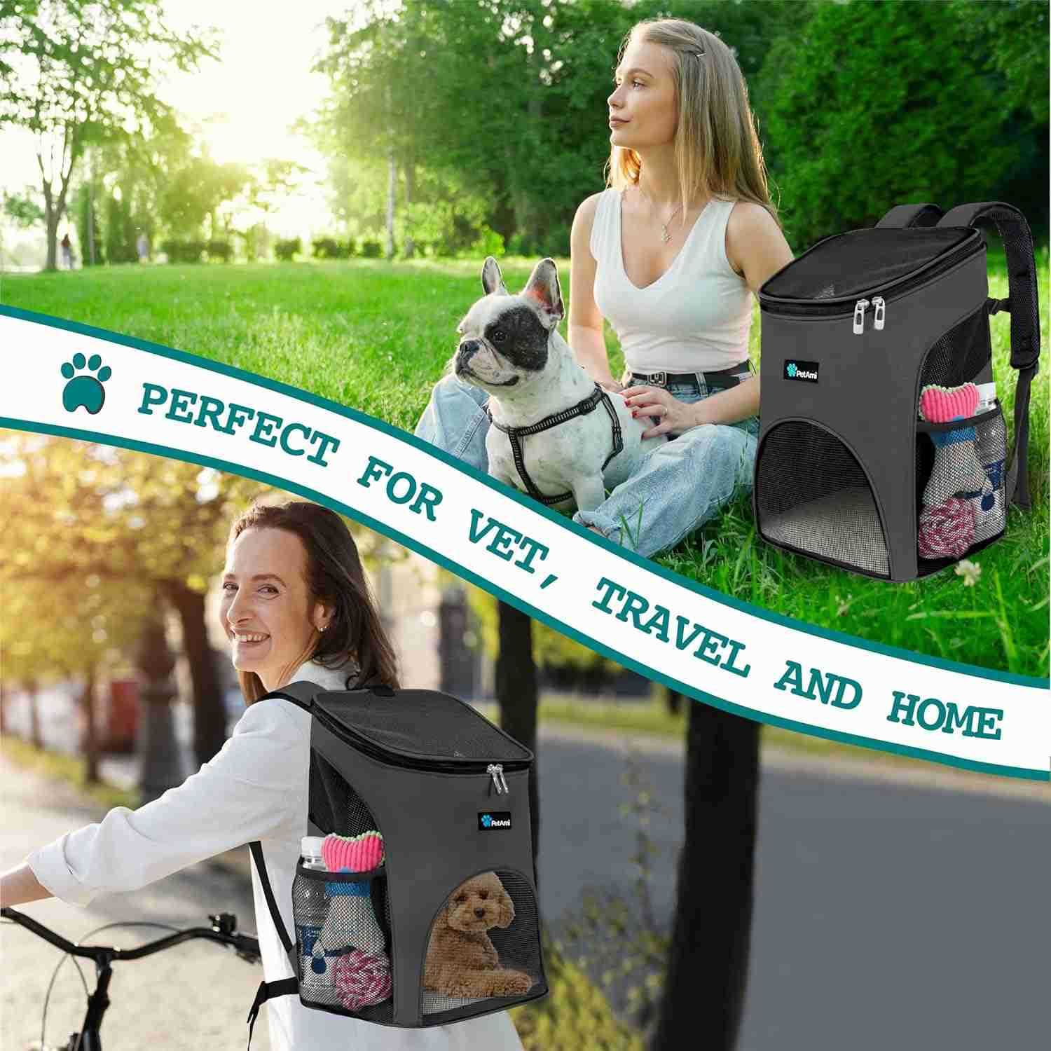 Small Dogs and Cat Backpack Carrier Airline Approved Pet Backpack Carrier Ventilated Safety Strap Buckle Support Designed for Hiking Travel Camping Ou