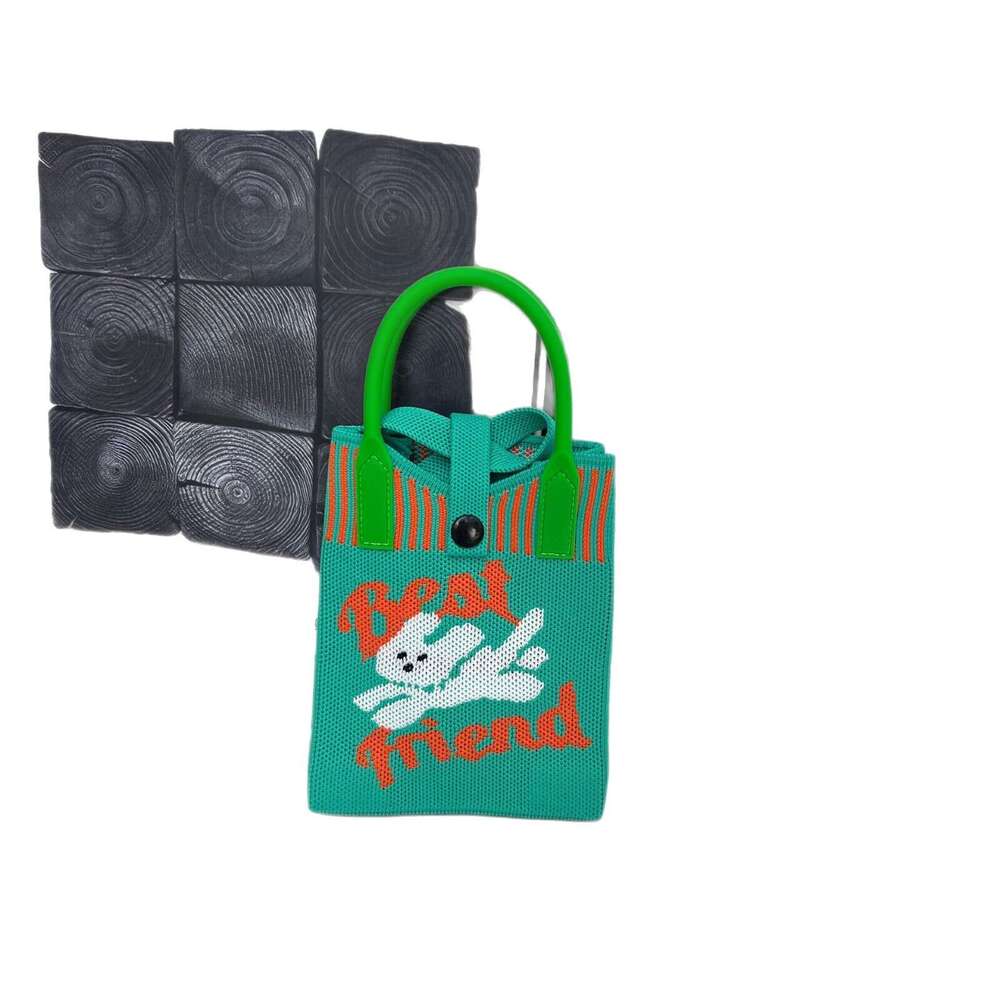 Korean Style Niche Design Cute Sweet Heart Mini Phone Knitted Shoulder Crossbody Bag Portable Handbag for Women