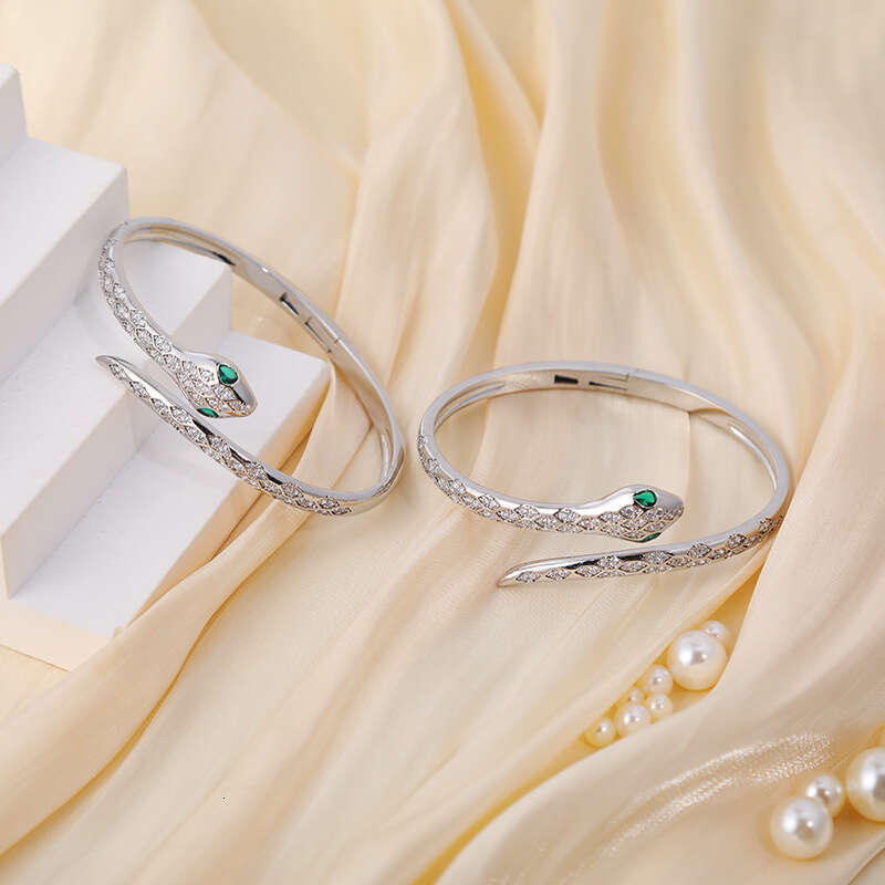 DH collections Non - Fading Open Snake - Shaped Electroplated Bracelet, Light Luxury Style, Trendy Ins - Style for Girls, Minimalist & Unique Bangle f