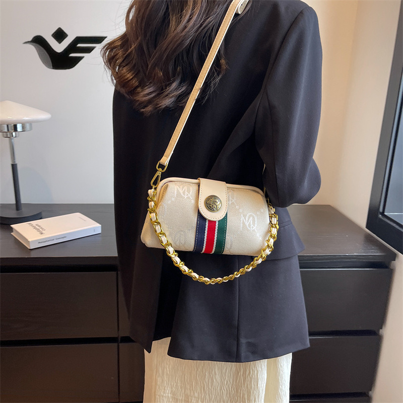 Feiyan Free Shipping New Designer Bag Luxury Shopping Bag Striped European And American Retro Classic Chain Underarm Shoulder Bag Crossbody Bag Trend