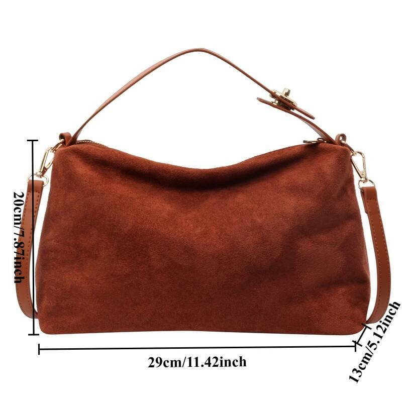 Vintage Frosted Handbag Premium Niche Pure Color Armpit Bag Women Hundred Suede Shoulder Tote Crossbody