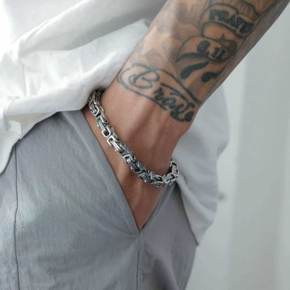 6mm Stainless Steel Emperor Chain Bracelet Simple Silver Color Men Bracelet Hip Hop Fion Jewelry Fion Gifts Accessories Y250904