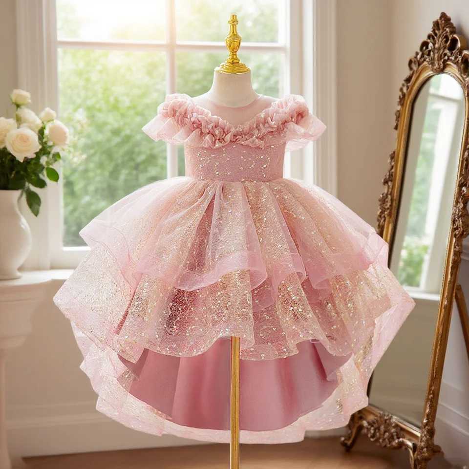 Girls dress high-end elegant dress with lace embroidery design suitable for piano and wedding flower girl Z250904