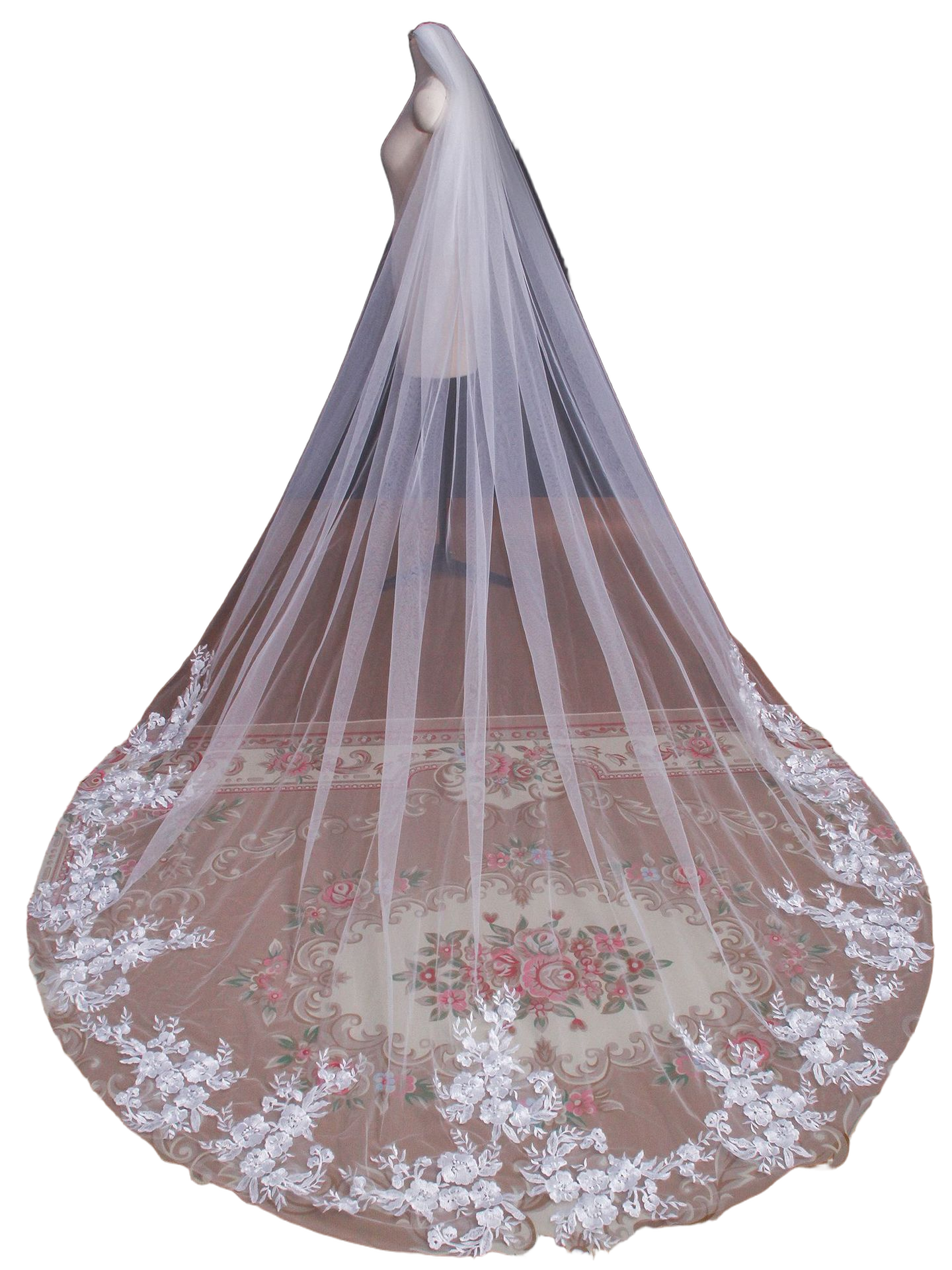 High Quality Vintage Wedding Bridal Veil 3M Long Cathedral Royal Bridal Veil with Comb Lace Applique Veil Wedding Accessories
