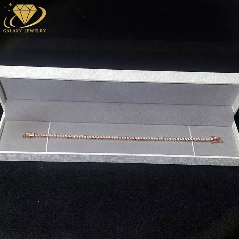 2MM Luxury Jewelry S925 D VVS Moissanite Diamond Chain GRA Certificat Tennis Bracelet Custom Lock for Men and Women