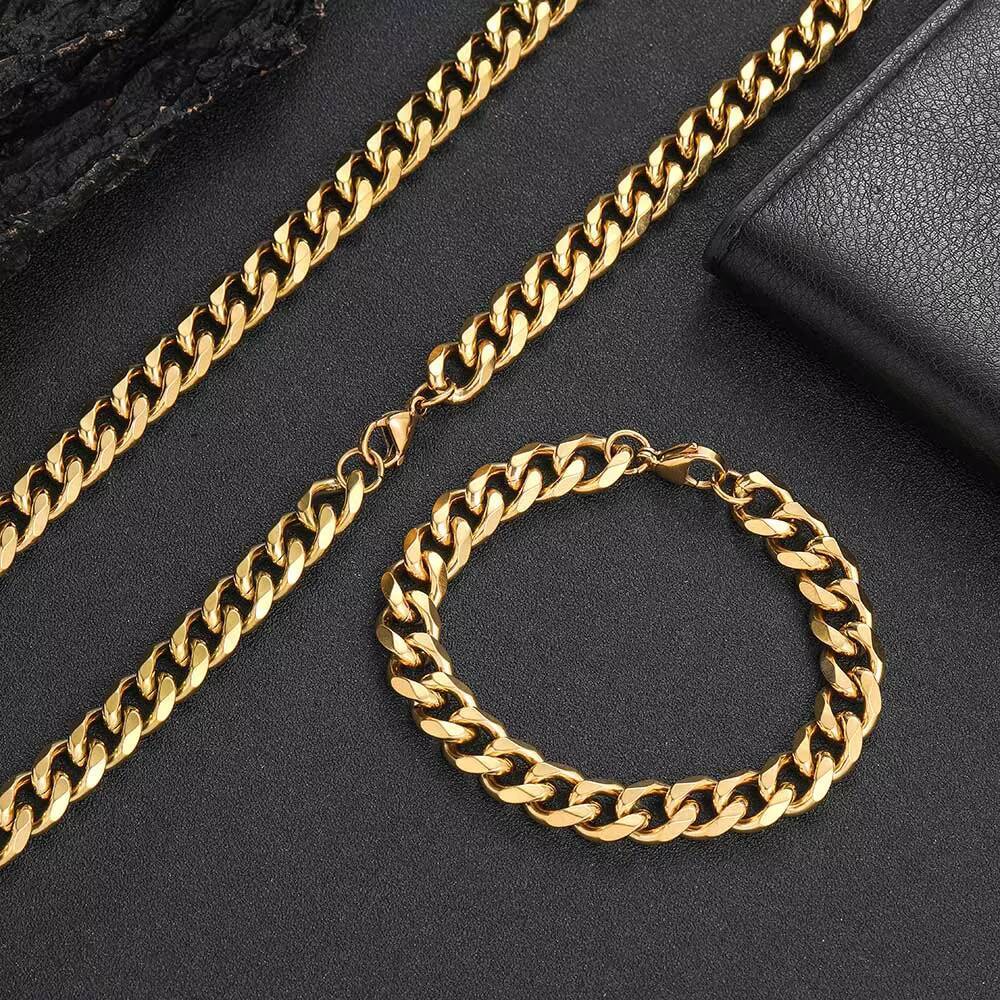 NUOYA Hip Hop Fine Jewelry 11MM Miami Cuban Link Chain 6 Sides Cut Design High Polished Stainless Steel Necklace for Men