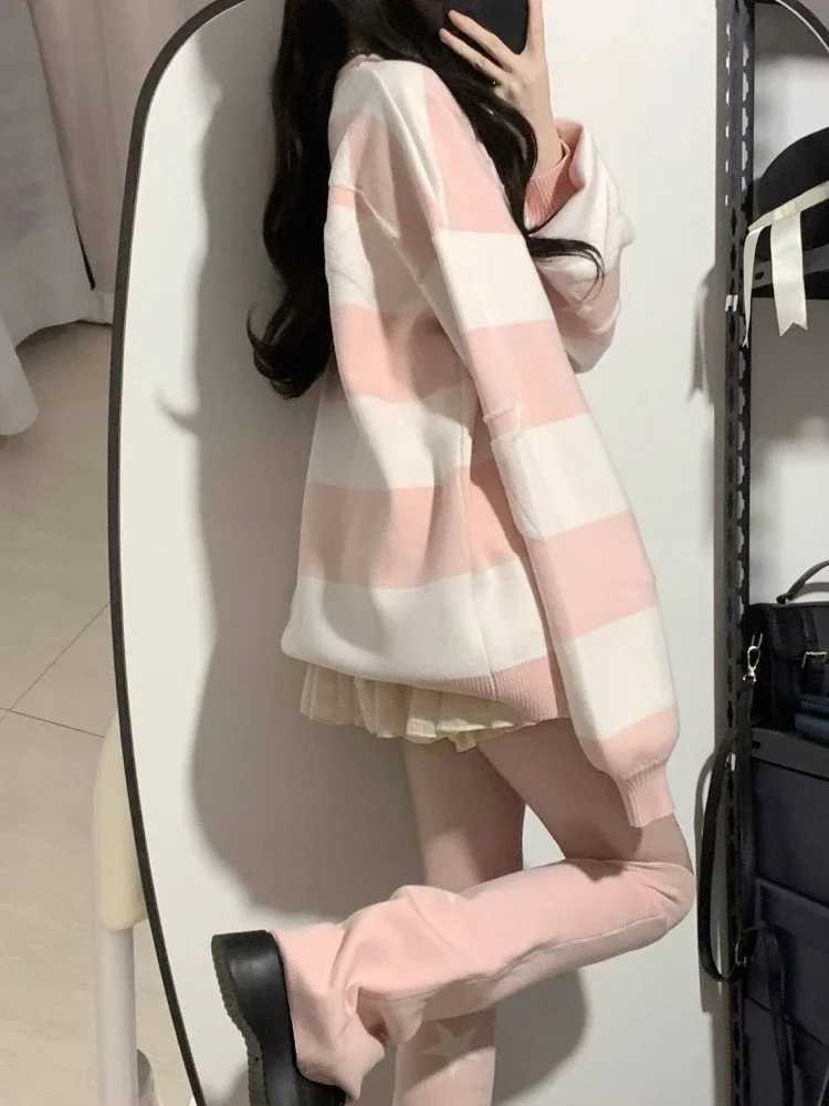 Japanese Contrast Color Star Sweaters Grunge Fashion All Match Streetwear Sueter Mujer Sweet Y2k Aesthetic Loose Jumpers Women M250904