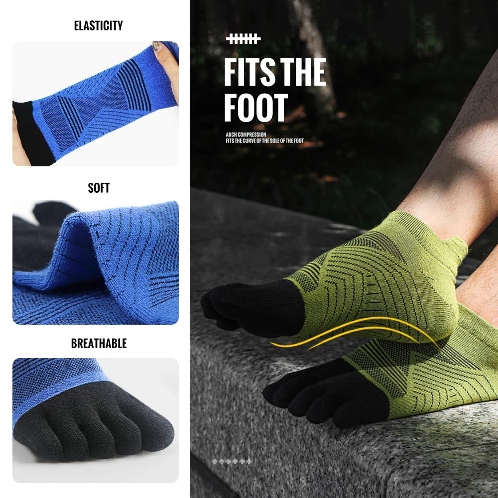 Merino Wool Hiking Socks Thermal Warm Moisture Absorption Toe Socks For Ski Climbing Running Breathable Thick Sport Toe Socks 250903