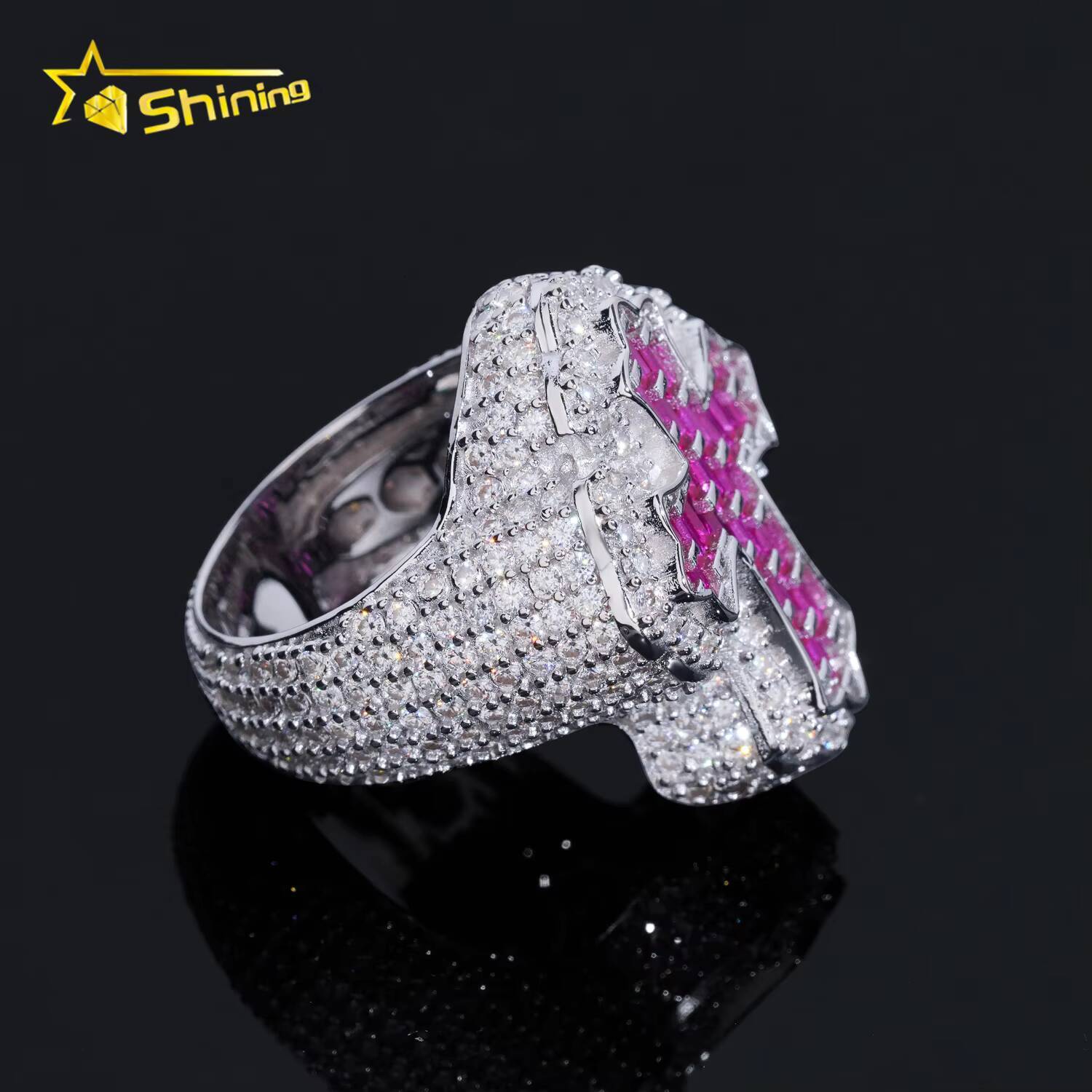 Hot Selling GRA Certificate High Quality 925 Silver Gold Plated Fine Jewelry Iced Out Hip Hop Ring Cross Moissanite Men Rings