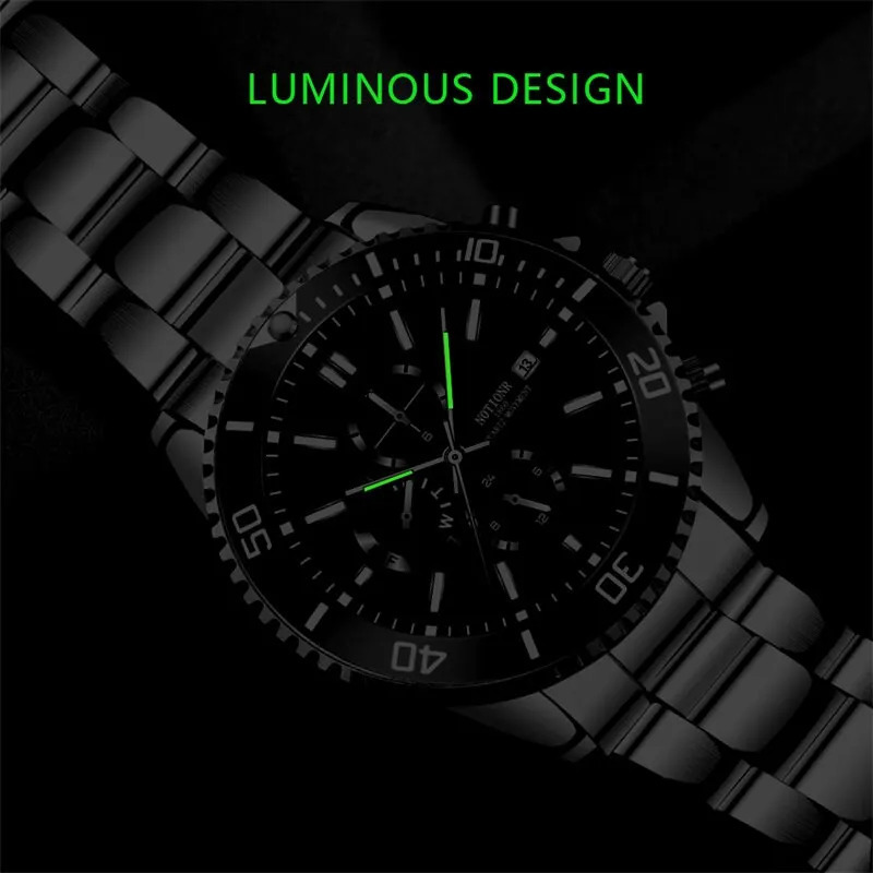Fashion Mens Sports Watches Man Luminous Clock Men Business Waterproof Calendar Date Stainless Steel Quartz Wrist Watch 250828