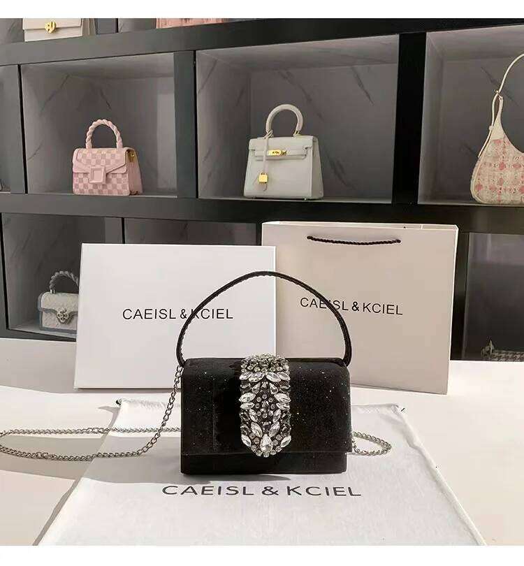 Glitter Square Fashion Women Handbag Crystal Shiny Dia Evening Wedding Party Clutch Purse Female Shoulder Bag