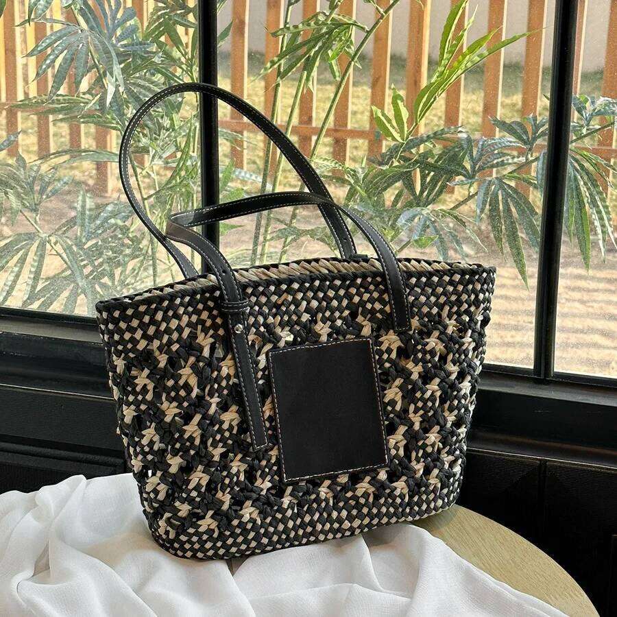 2025 Summer Straw Beach Basket Fashion Women Rattan Shoulder Bag Large Capacity Woven Hand-Made Handbag Female Purse Totes