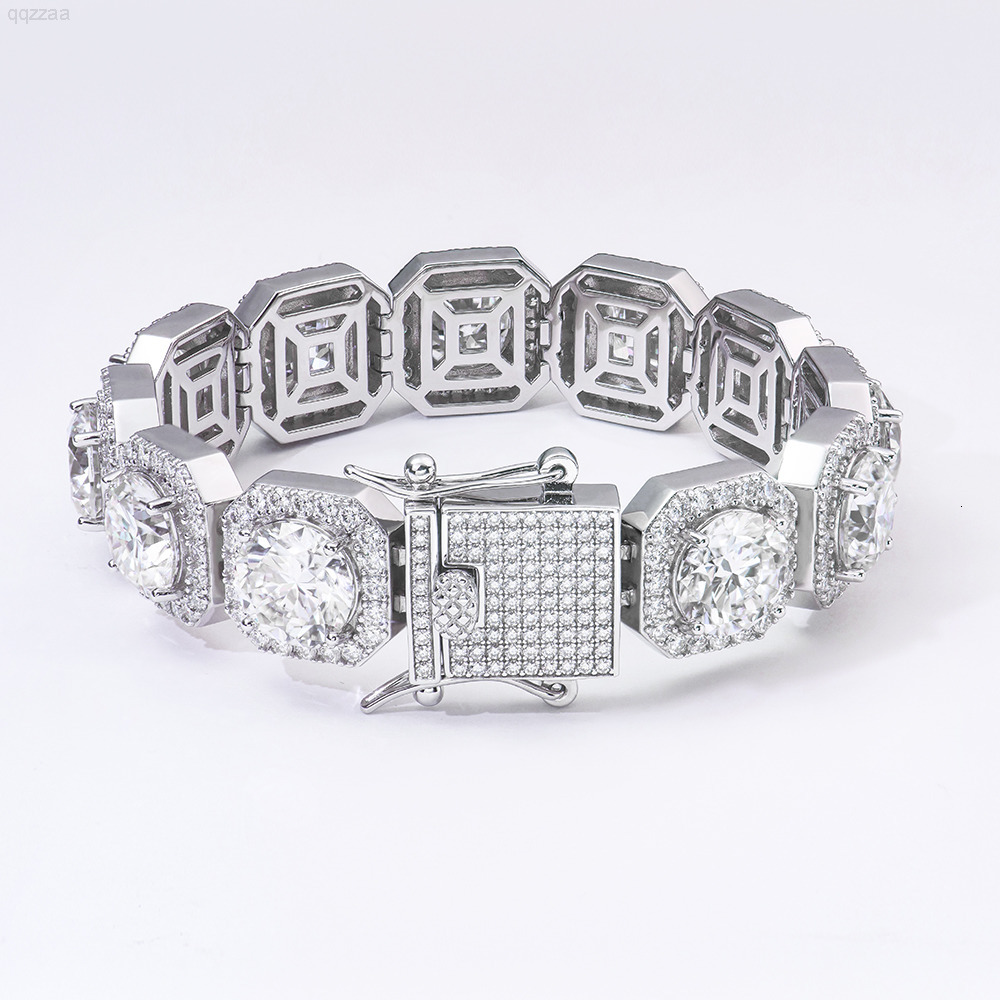 925 Sterling Silver Bling Iced Out VVS Moissanite Rock Candy Tennis Chain Fine Jewelry for Party 8mm Bracelet Link Chains