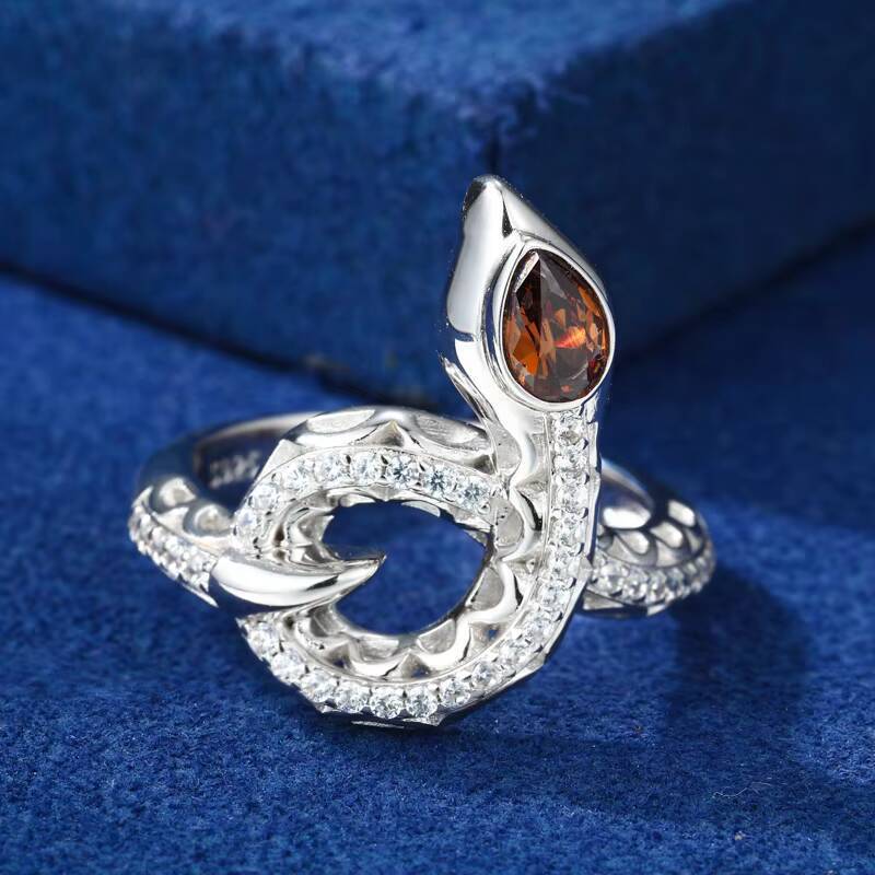 New Design 925 Sterling Silver Jewelry Ring Gold Plate Iced Out VVS Moissanite Hip Hop Spiritual Snake Ring for Rapper Men