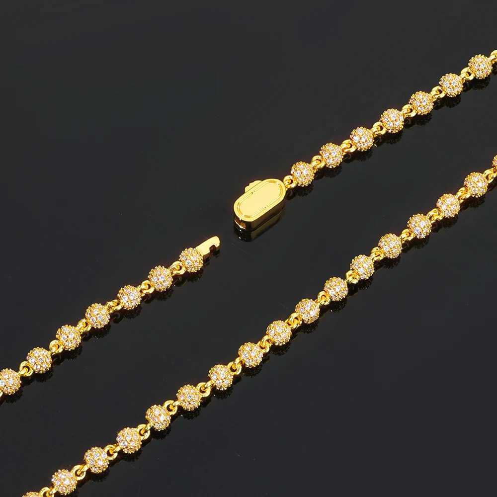 Full Diamond Round Bead Diamond Bracelet Womens Premium 4mm Gold Plated Spring Buckle Mens Hip Hop Accessories W250904