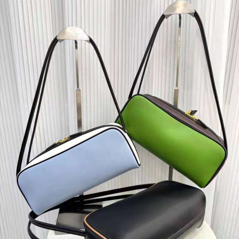 New Leather Hand-held Bowling For Women Popular Contrast Color High-end Shoulder Commuting Underarm Bag Zipper Coin Purseluxury bag tote bag