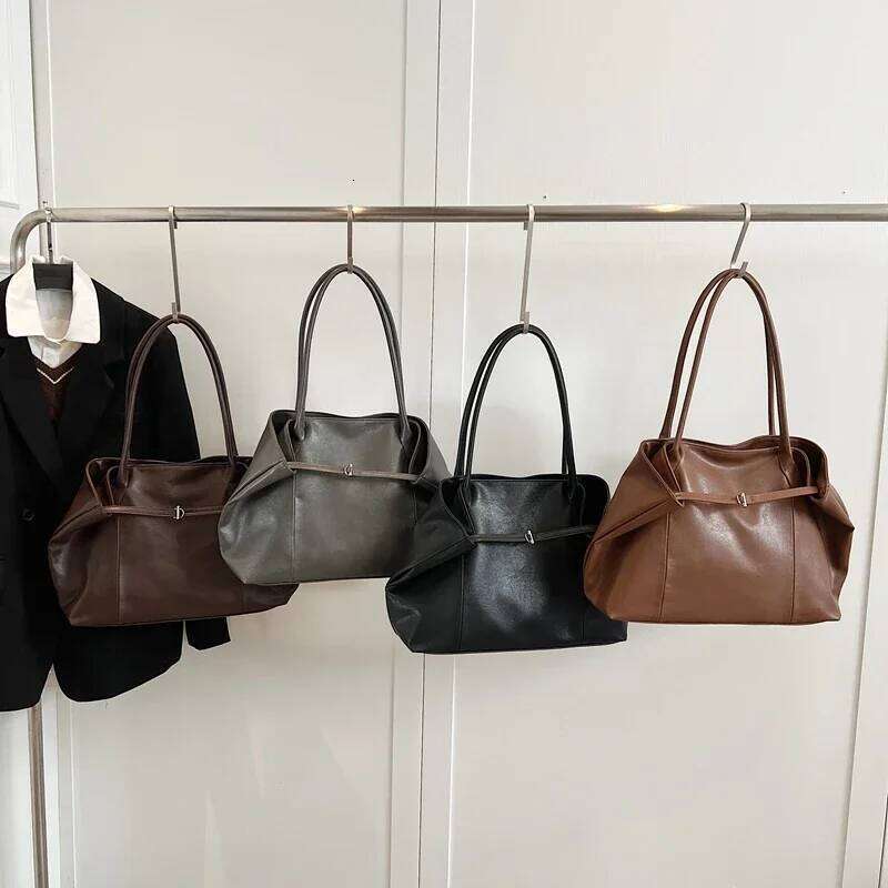 LEFTSIDE Big PU Leather Tote Bags for Women 2025 Y2K Ladies Shoulder Bag Female Retro Simple Designer Handbags and Pursesluxury bag tote bag