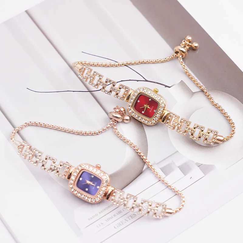 Crossborder new small square bracelet pl wens watch adjustment square chain diamond set small ladies quartz watch X250904