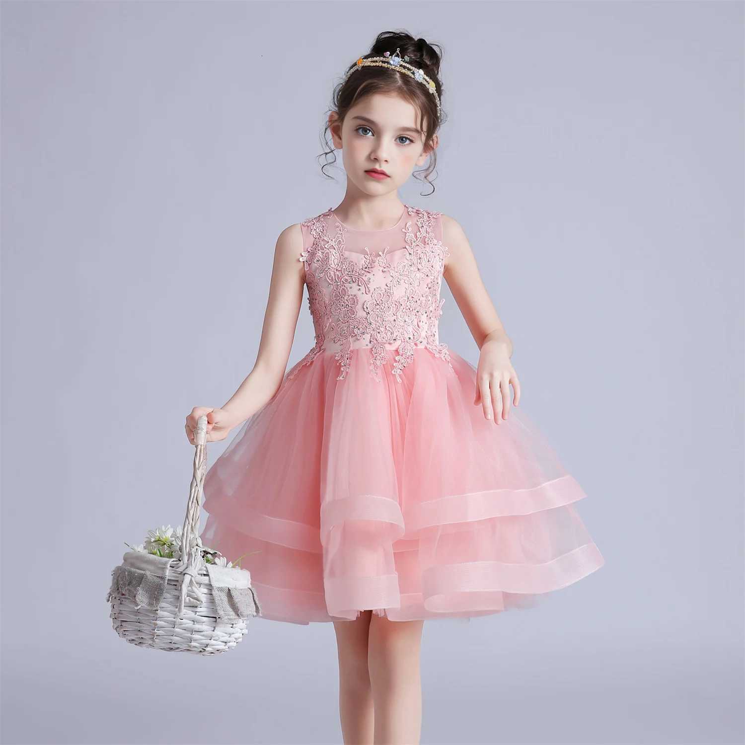 3-10 Years Baby Girls Princess Dress Summer Ball Gown Wedding Dress Piano Performance Costume Host Costume Childrens Clothing Z250904