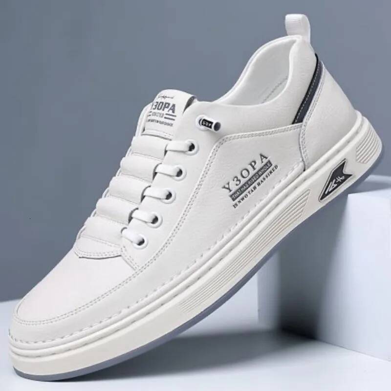 2025 Cool Men Leather Casual Sneakers Breathable Walking Slip on Platform Male Flats Rubber Sole Shoes ddmysaturn