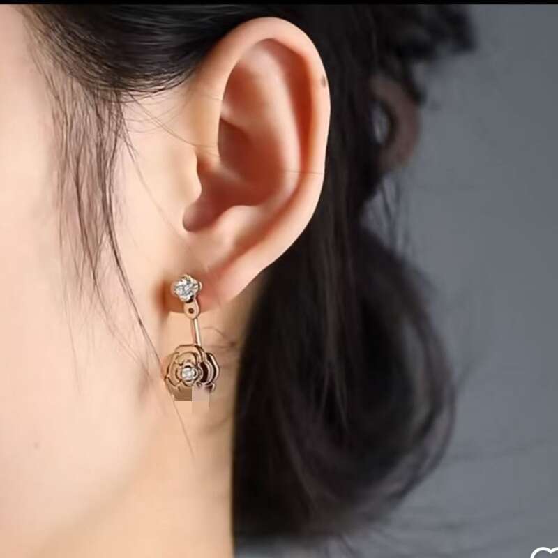 Seiko Edition New Hollow Camellia Rose Earrings Fashion Simple High-end Style