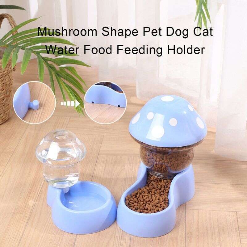 famous brand Guangying Set Feeder Auto Replenishment Large Capacity Mushroom Shape Dog Cat Water Food Container Pet Supplies