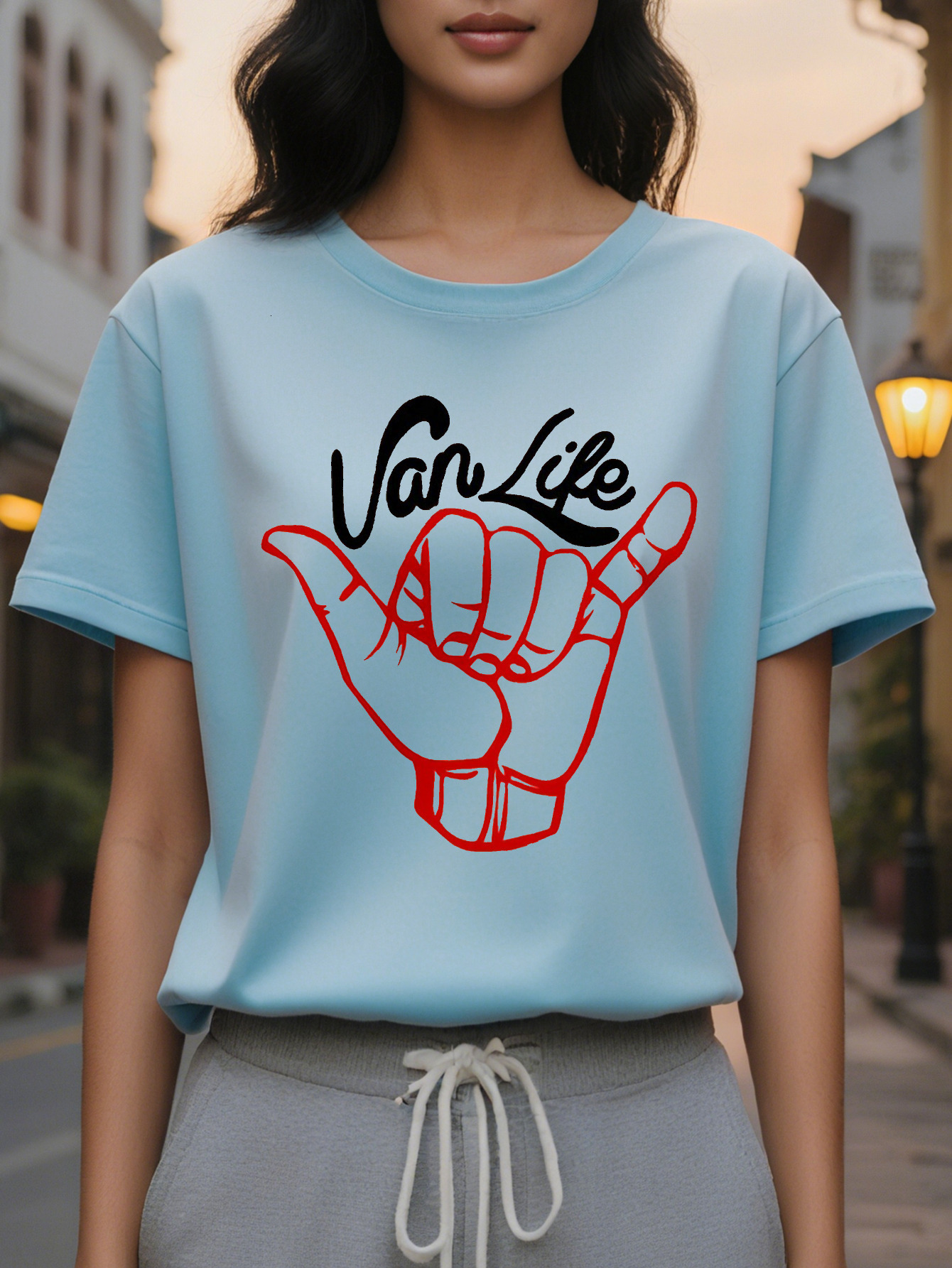 360 LIFE Women s Printed Short Sleeve T Shirt Loose Round Neck Casual Top for Spring Summer Outdoor Adventure with Gray