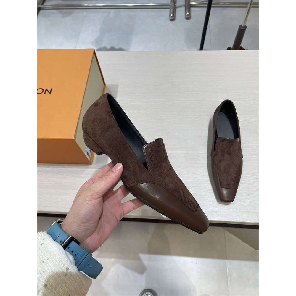 Cowhide Version ~ New Style Square Toe Low Heel Women's Mules Versatile Elegant Leather Designer Shoe Shoes Mary Jane Commuter Flats