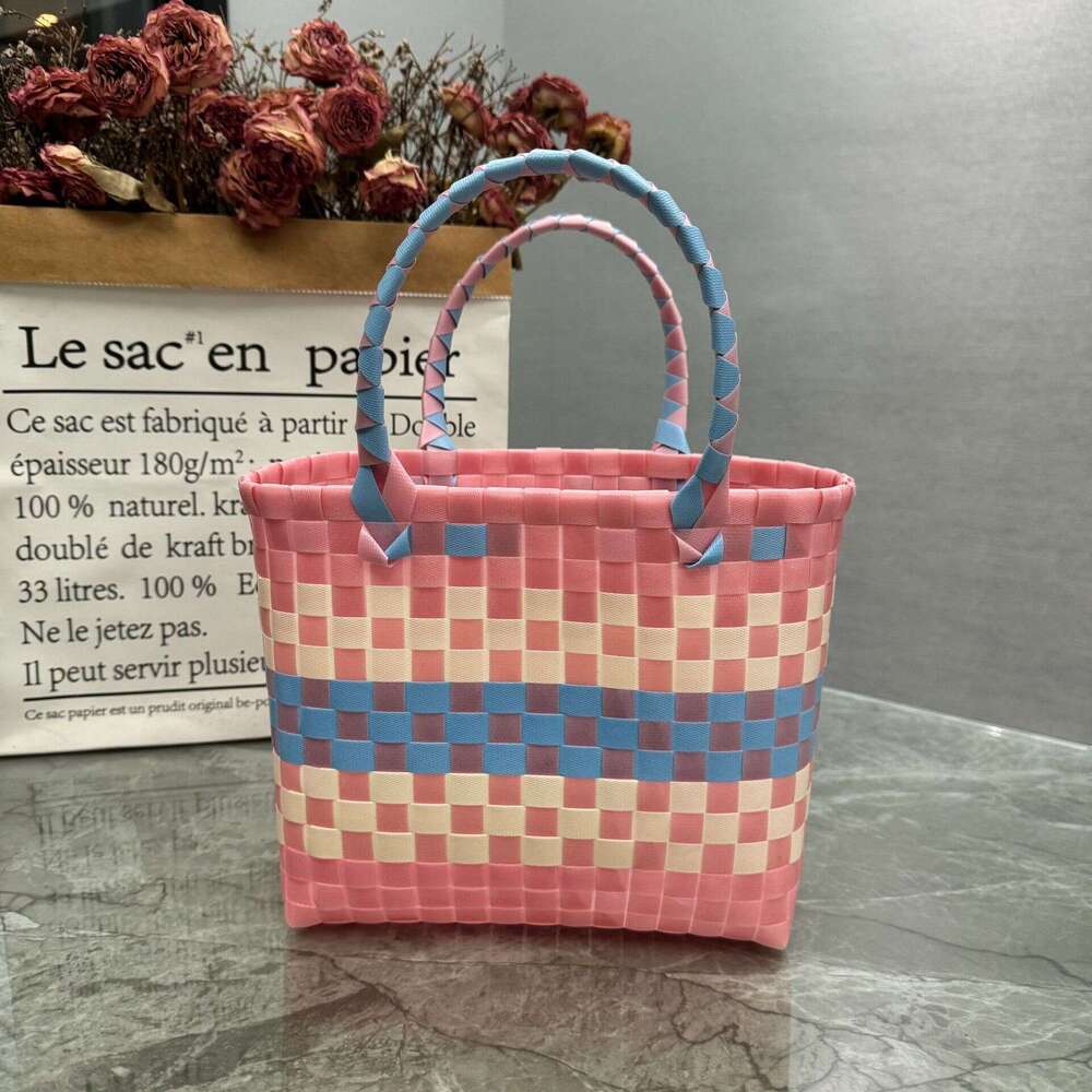 New Plastic Woven Handbag Gift Basket Fresh Style Beach Tote Women's Bag