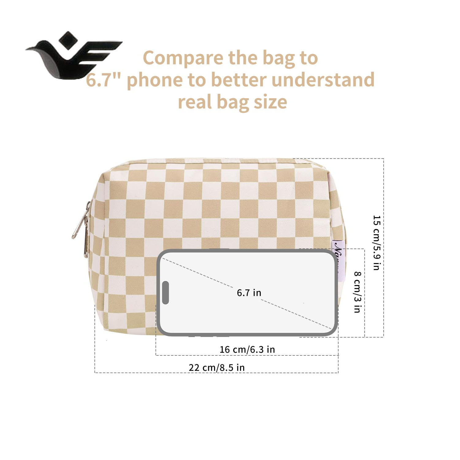 Feiyan Free Shipping New Designer Bag Luxury Shopping Bag In Stock Custom Checkerboard Makeup Bag Waterproof Large Capacity Portable Cosmetic Storage 