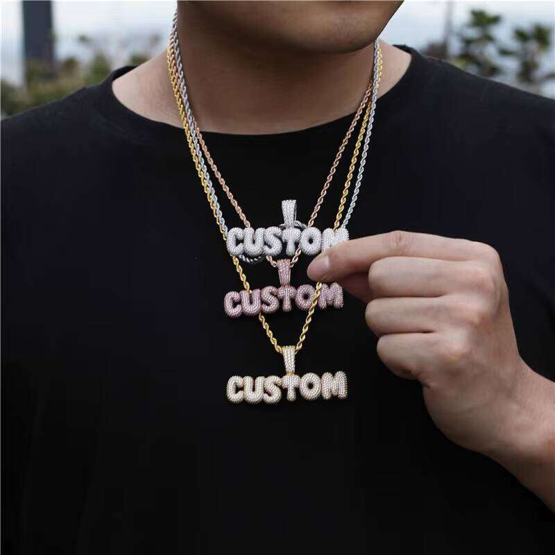 High Quality Name Sier Silicite Letter Pendant Necklace