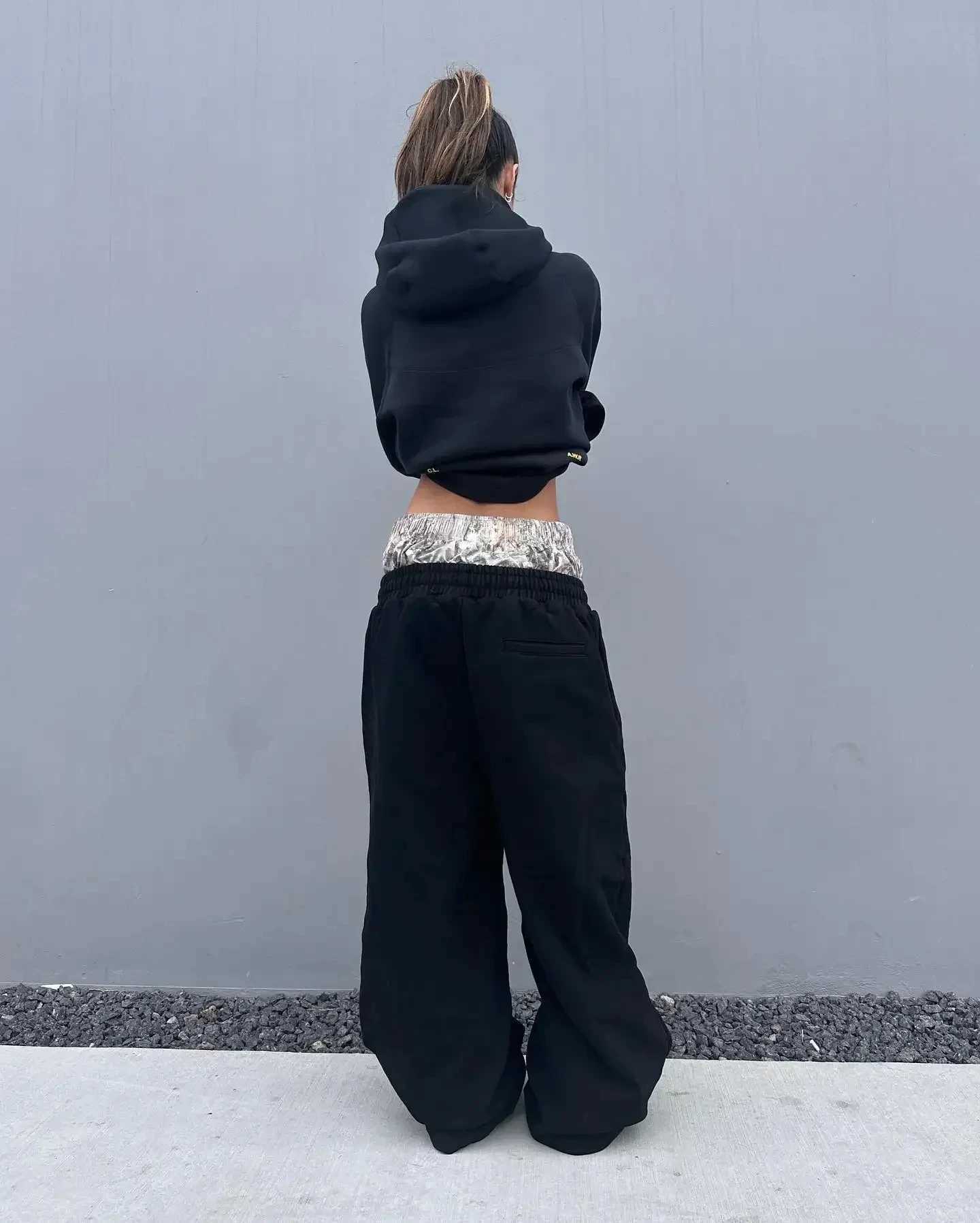 Mens Harajuku Pants Fashion Y2K vintage double Embroidered waist Sweatpants Wome Hip Hop High waist Wide Leg Pants StreetwearXJ250904