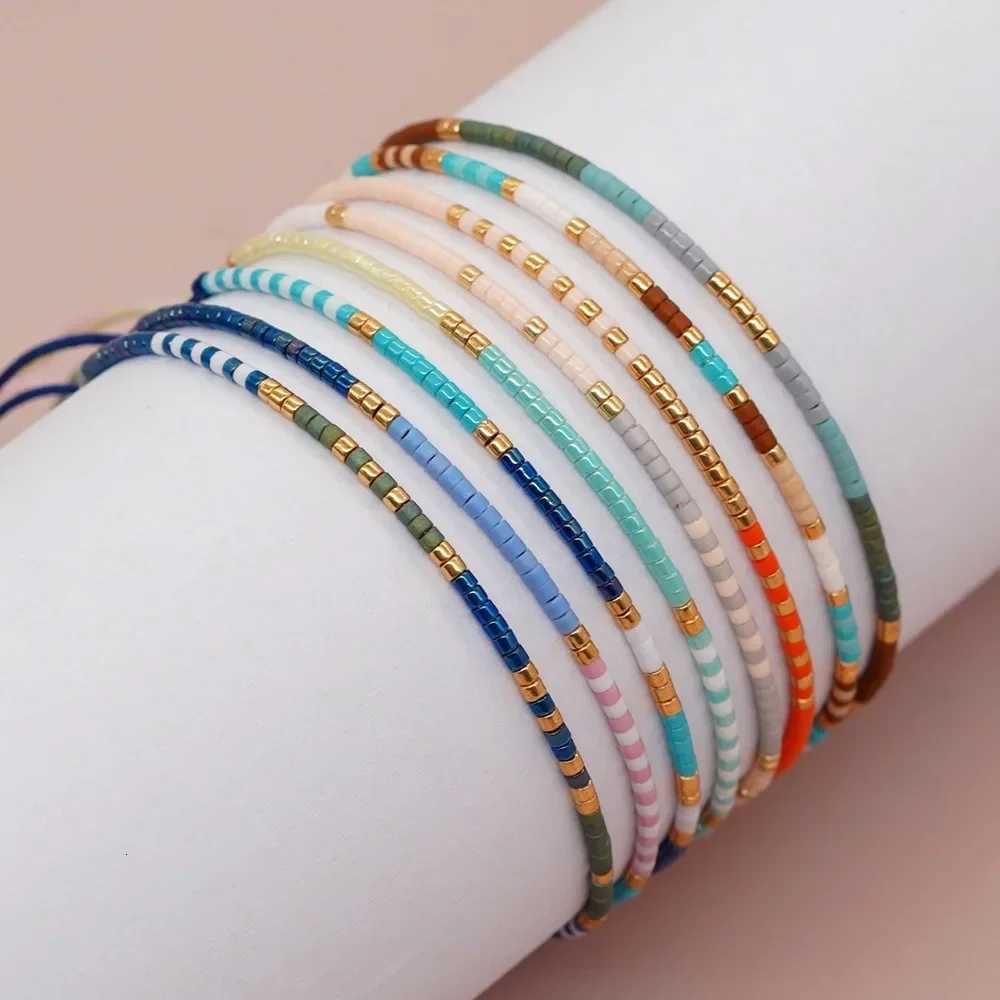 Classic Design Boho Colorful Acrylic Bead Thin Chains Couple Bracelet for Women Charm Handmade Small Ball Bangle Korean Jewelry W250904