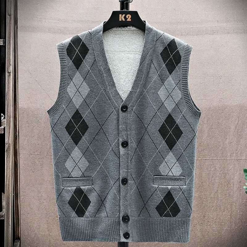 Autumn Winter Sweaters Men Casual Sleeveless Sweater Male V Neck Collar Knitted Vests ManXJ250904