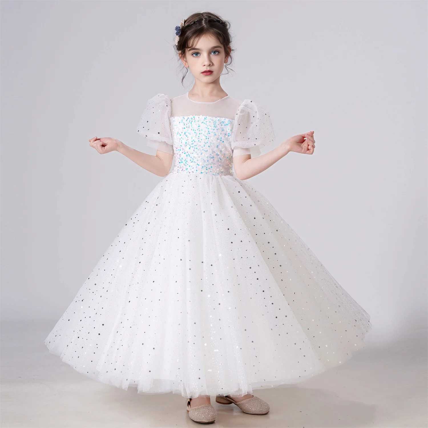 12-18 Months Baby Girl Birthday Party Christmas Dresses Children Girl Party Dresses Flower Communion Gown Girls Mesh Long Dress Z250904
